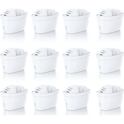 12 kompatible Wasserfilterkartuschen für Brita Maxtra und Maxtra+ sowie für Marella-, Style- und Elemaris-Kanister. 5-stufige Filtration, entfernt Chlor, Gerüche und Metalle. BPA-frei.
