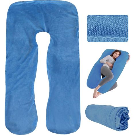 U-förmiger Schwangerschaftskissenbezug: Abnehmbarer Bezug für ein Stillkissen, Ersatzbezug für das Pregnancy Comfort Stillkissen, maschinenwaschbar, 140 x 80 cm, dunkelblau