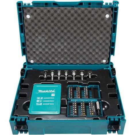 Makita – Assortiment de forets à métaux pour perceuse 62 pièces – 6 forets HSS-G 3-10mm – 6 forets à bois 3-10mm – 6 forets béton 3-10mm – 37 embouts – B53908 (1/4)