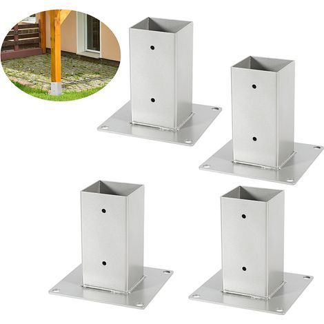 Randaco Piede per palo quadrato da giardino, 4x pali quadrati in legno, supporto per palo per recinzione, carport e pergola - 70 x 70 mm