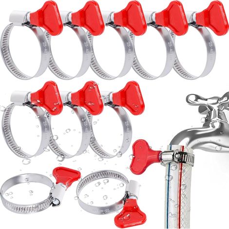 Lot de 10 colliers de serrage inox 304 – Colliers pour tuyau de gaz automobile avec poignée ergonomique, ajustables (25-40mm). (1/5)