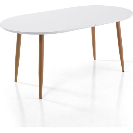 Mesa extensible efecto madera lacada en blanco, Al.75 x P.90 x L.160 cm (1/4)