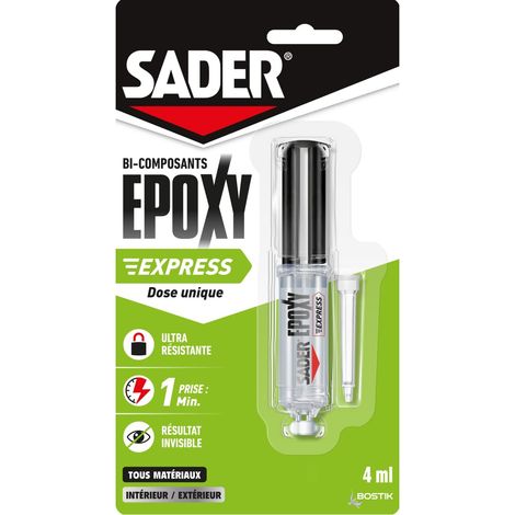 Colle Epoxy bi-composant Express - Colle forte et résistante - Prise en 1 Minute - Tous Matériaux - Transparent - Seringue 4ml (1/5)