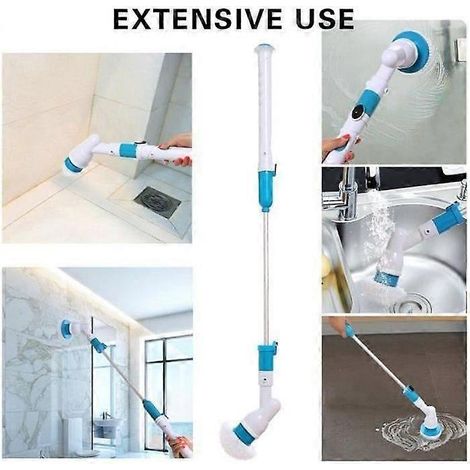 Brosse de nettoyage ménager électrique Turbo Scrub à manche long et à rotation combinée (1/4)
