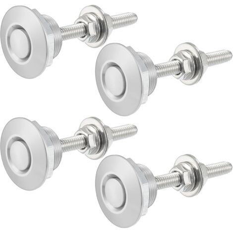 Silver Tone Bumper Quick Release Lock Latch Aluminum Alloy Hood Pin Lock Push Button Bonnet - Pack of 4