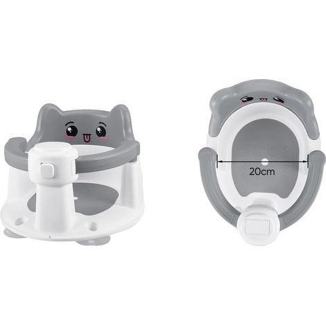Seggiolino da bagno per neonati, design antiscivolo, sponda di protezione regolabile, GRIGIO (1/2)