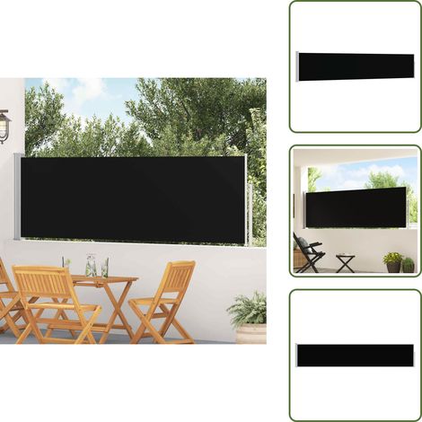 Ausziehbare Seitenmarkise 100×500 cm Schwarz - Balkonmarkise - Sonnenschutz - Terrassenüberdachung - Seitenmarkise - Gartensonnenblende (1/5)