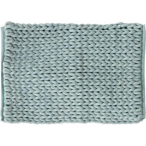Tapis Salle de Bain "Tissé Épais" 50x75cm Bleu Arctique (1/3)