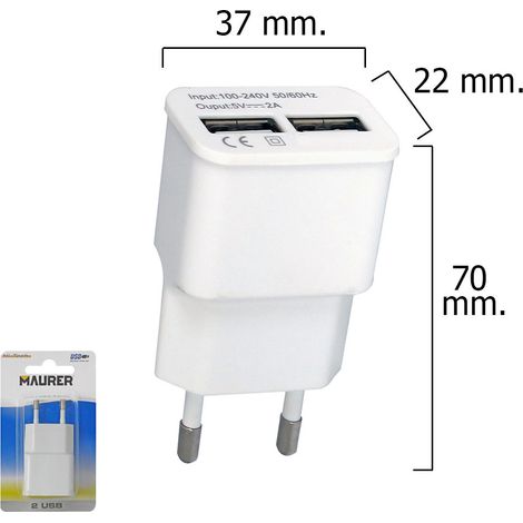 ADATTATORE BISPINA 2 PRESE USB MAURER - CF. BLISTER
