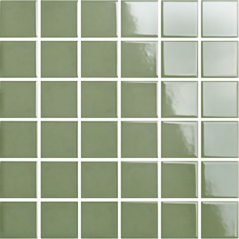 Mosaïque de grès cérame PICCOLO VELVET 5x5cm (finition brillante) -  Turtle green - -  414 - Turtle green - boîte de 0.93 m2