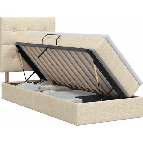Maison Exclusive - Lit avec rangement et matelas Crème 100 x 200 cm tissu (1/5)