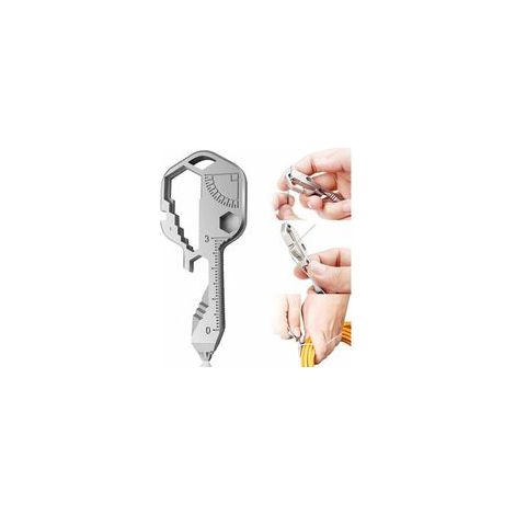 Mini clé multifonction 24 en 1 en acier inoxydable, ouvre-bouteille, outil de coupe, portable – (1/5)