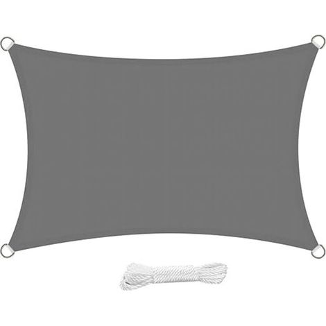 Voile d'ombrage Rectangulaire 3x4 Mètre Imperméable Voile Ombrage résistant à l'eau Anti UV 4x3 m pour Jardin Terrasse Patio,Gris