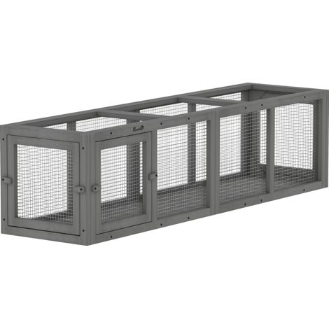 PawHut Outdoor Cat Tunnel, Wooden Extendable Pet Run, for Kitty, Puppy, Grey (1/5)
