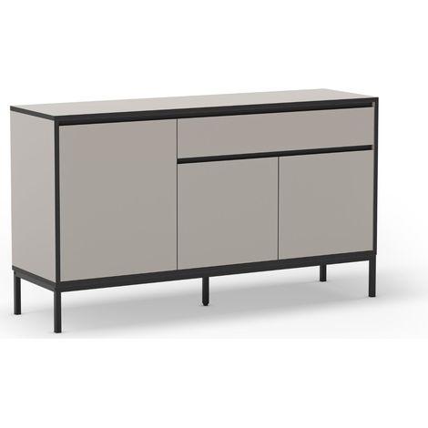 VANA - Buffet 3 portes 140 cm en mélamine - Gris