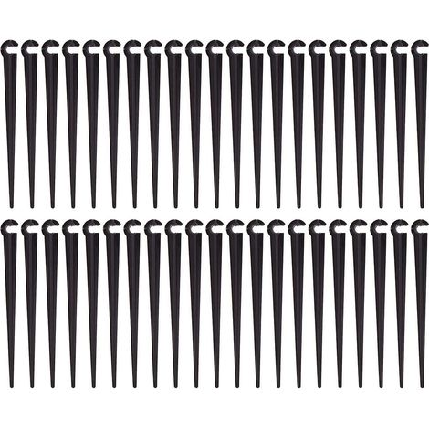 Lot de 100 piquets de support en plastique pour tuyau d'irrigation goutte à goutte (1/5)