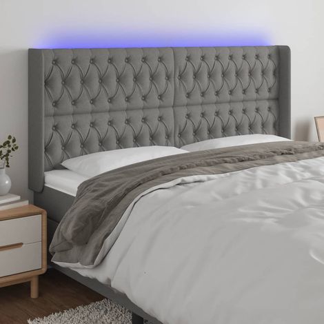 Teenpull – LED Kopfteil Dunkelgrau 203x16x118/128 cm Stoff (1/5)