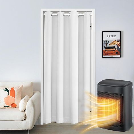 Rideau Occultant Isolant Thermique, Rideaux à Oeillets Anti Froid Rideau Séparation de Pièce Anti Bruit pour Salon et Cuisine Blanc, 86x203cm (1/5)