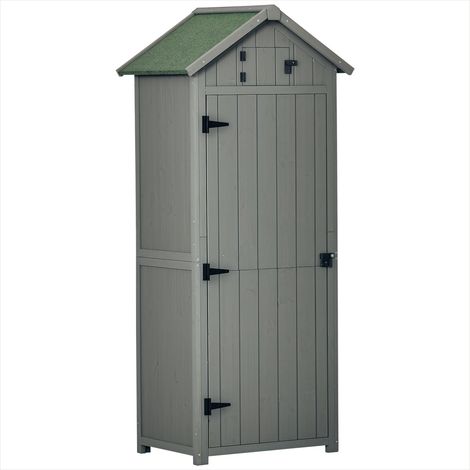 Chariot de jardin extérieur 3 étagères 2 portes bois gris 77 x (1/5)