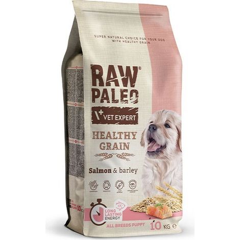 Croquettes VetExpert Raw Paleo Healthy Grain Salmon & Barley pour chiots - 10 kg (1/3)