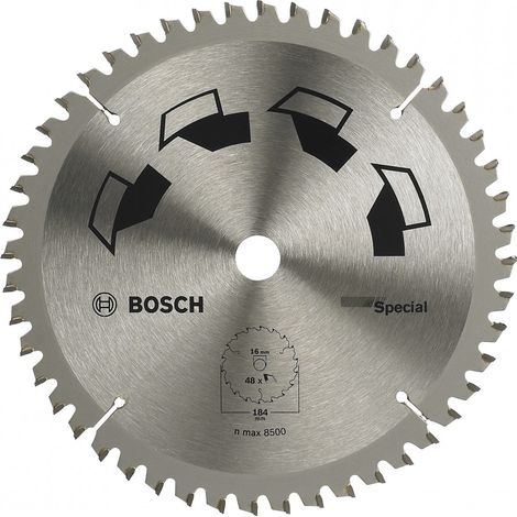 Bosch – Lame de scie circulaire 184 mm – Diamètre d'alésage 16 mm – Z 48 dents – Pour bois dur et métal – 2609256890 (1/3)