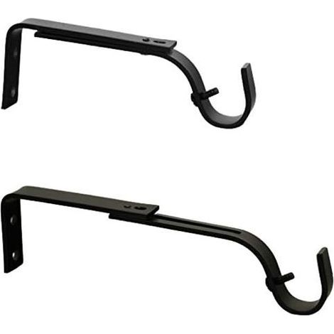1 Set mit 2 Wandhalterungen – Gardinenstange – Verstellbar und ausziehbar – Zum Aufhängen von Gardinen – Schwarz – 12,5 x 17 cm (1/2)