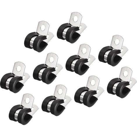 Lot de 30 colliers de serrage R en acier inoxydable 304, 8 mm, avec coussin caoutchouc isolant, support de tube métallique pour tuyaux