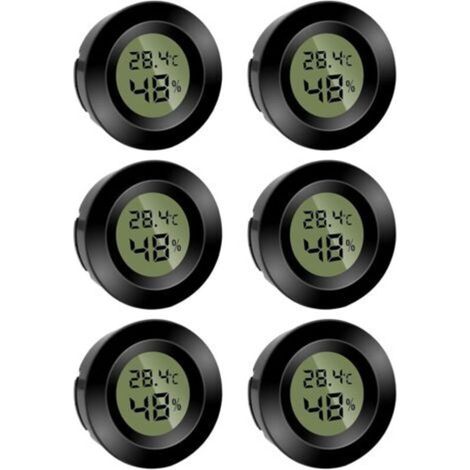 Ecleanfy-Lot de 6 mini hygromètres numériques ronds - Hygromètre - Température (℉) ou Celsius (℃) - Pour l'intérieur, le bureau, le salon - Piles incluses (1/5)