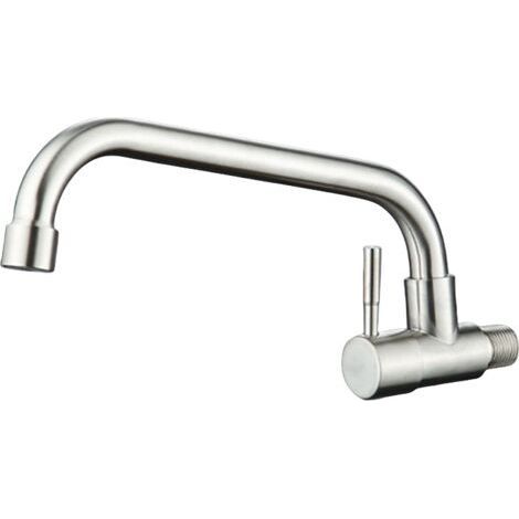 Wandarmatur für kaltes Wasser in der Küche, gebürstete Anti-Fingerabdruck-Waschbeckenarmatur mit abnehmbarem Perlator (1/4)