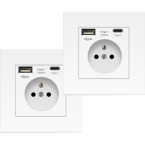 2er Set Steckdose mit USB-C – Schutzkontakt Steckdose 86mm