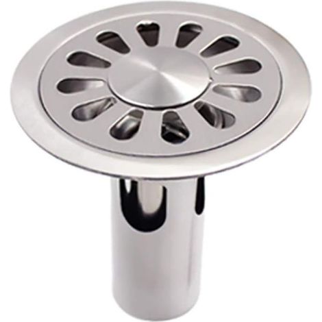 Round brushed stainless steel floor drain 10x10cm – Large capacity hollow lid – Fast drainage for bathroom and kitchen (1/4)