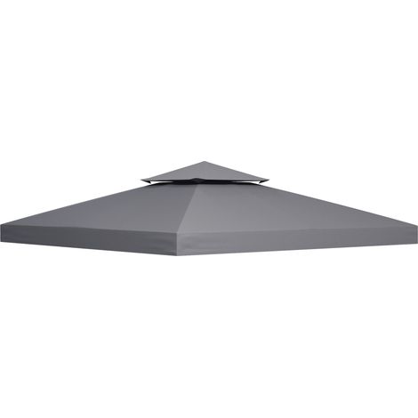 Toit de remplacement pour tonnelle métallique 3x3m, gris foncé, polyester résistant aux intempéries, parfait pour les jardins et les terrasses (1/3)