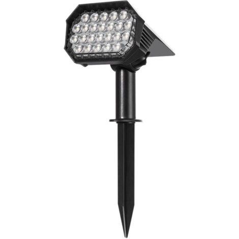Lot de 2 LED Spot Solaire Extérieur Etanche IP65 Lumière Puissante Réglable, Lampe Solaire Exterieur Projecteur au Sol Eclairage Solaire Applique Extérieur de Chemin Jardin Garage Terrasse Cour