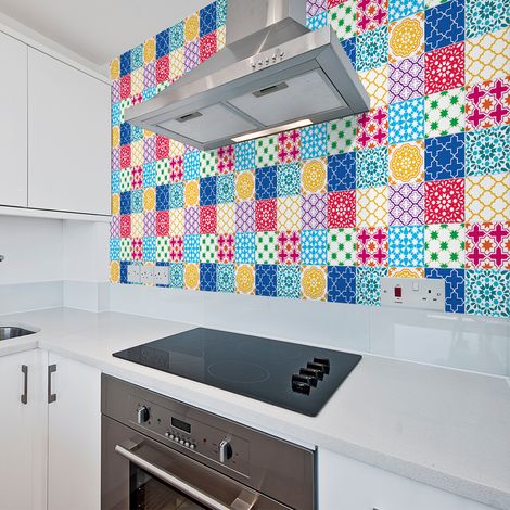 Sticker Mural Carrelage adhésif Cuisine Salle de Bain - 60 STICKERS CARREAUX DE CIMENT AZULEJOS CONSTANTIA - 60stickers20x20cm (1/5)