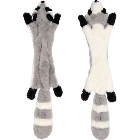 Jouets pour chiens sans rembourrage, lot de 2 jouets à mâcher en peluche avec écureuil et raton laveur, couineurs, pour chiens moyens et grands, 61 cm (1/2)