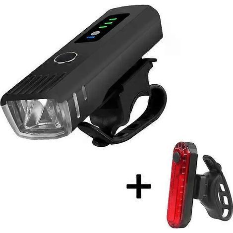 Éclairage vélo 400 lumens, autonomie de plus de 14 heures avec fonction batterie externe, étanche IPX6, éclairage avant et arrière ultra-lumineux, rechargeable par USB (1/4)