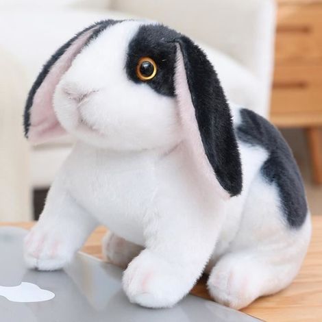 Dun cui noir - 20 cm - Fourrure de lapin en peluche réaliste pour la décoration de la maison, Animal Kawaii, (1/4)