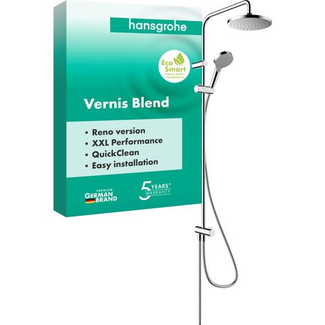 colonne de douche économie d'eau Vernis Blend, sans robinetterie, pour la renovation, douche de tête 200 mm avec 1 jet, chrome, 26099000 (1/5)