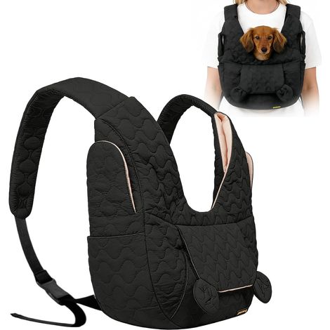Sac de transport pour chien jusqu'à 10 kg, sac à dos pour petits chiens, sac à dos pour chien, sac mains libres, écharpe de transport pour chien avec sangle réglable, pour la marche, les activités (1/5)