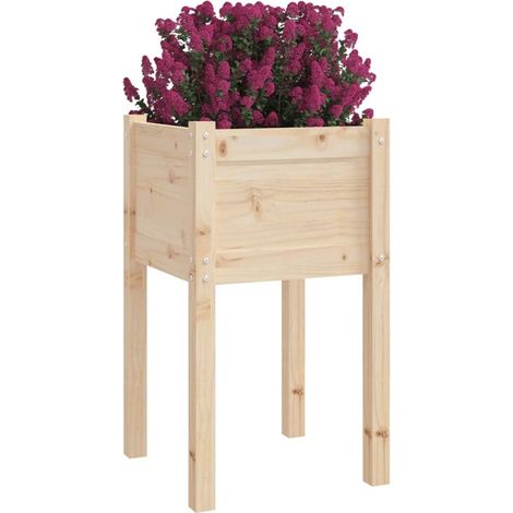 Jardinière XXL en bois 50 x 50 x 70 cm, grand bac à fleurs en pin massif non traité pour extérieur (1/5)