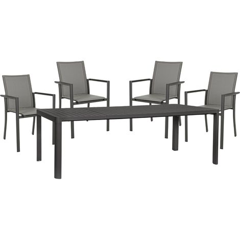 OFFERTA TAVOLO ALLUNGABILE KIPLIN ANTRACITE 180-240X100CM +4 POLTRONE KONNOR ANTRACITE BIZZOTTO