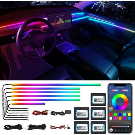 Auto Ambiente Beleuchtung LED RGB App-Steuerung Musiksensor 6 Streifen (1/5)