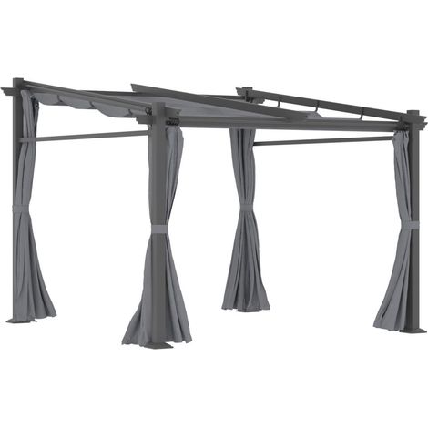 Pergola avec toit retractable 2,97x2,95x2,3 m Gris fonce (1/3)