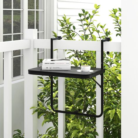 Table de Balcon Suspendue en HIPS et Métal Pliable avec Hauteur Réglable à 3 Niveaux Revêtement Antirouille Charge 30KG Maison Chic (1/4)