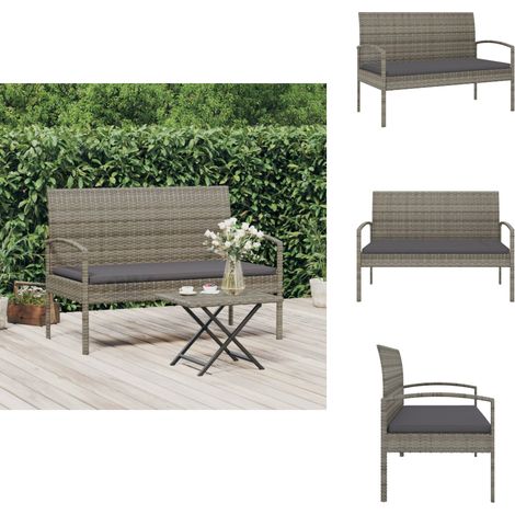 Banc de jardin avec coussin gris 105 cm résine tressée - Banc De Jardin - Mobilier De Jardin - Chaise Extérieure - Résine Tressée - Banc En Métal (1/5)