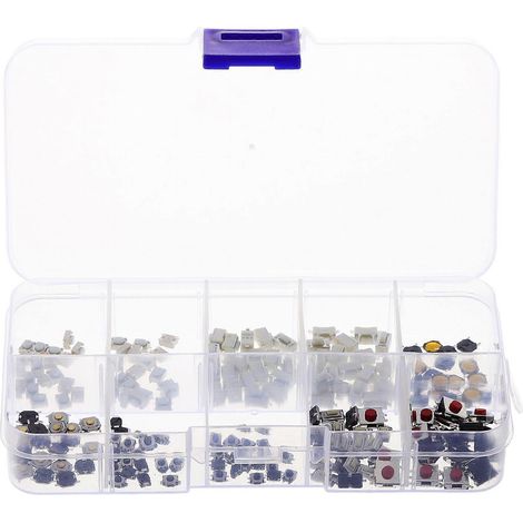 Lot de 200 micro-interrupteurs à bouton-poussoir momentanés pour télécommandes de voiture, interrupteurs de remplacement pour circuits imprimés (1/5)