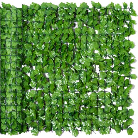 Haie artificielle brise-vue, protection UV, grille de haie feuillue, 300 x 100 cm, verte