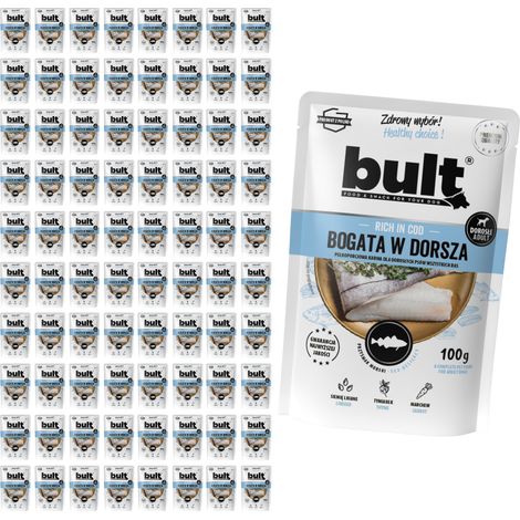 Cibo umido per cani BULT, confezione da 80 bustine da 100 g, confezione completa. (1/2)