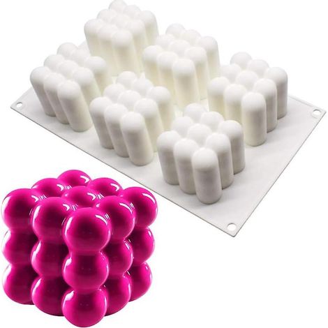 Handgefertigte 3D-Silikonform für magische Würfelkuchen – 6 Mulden, weiß (1/5)