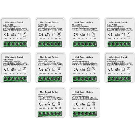 Lot de 10 interrupteurs connectés Wi-Fi 16 A pour l'éclairage domestique, compatibles avec Tuya Smart Life, Alexa et Google Home. Contrôle bidirectionnel. Bonne qualité. WHBYV (1/4)